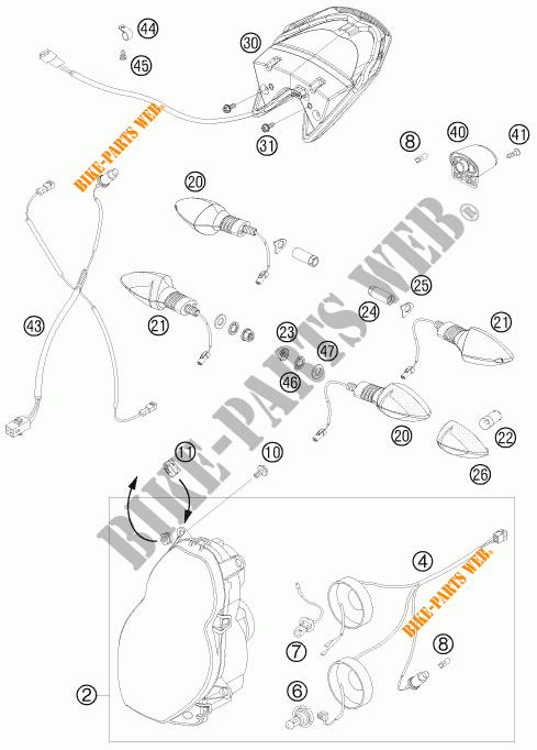 PHARE / FEU ARRIERE pour KTM 990 SUPER DUKE R de 2009