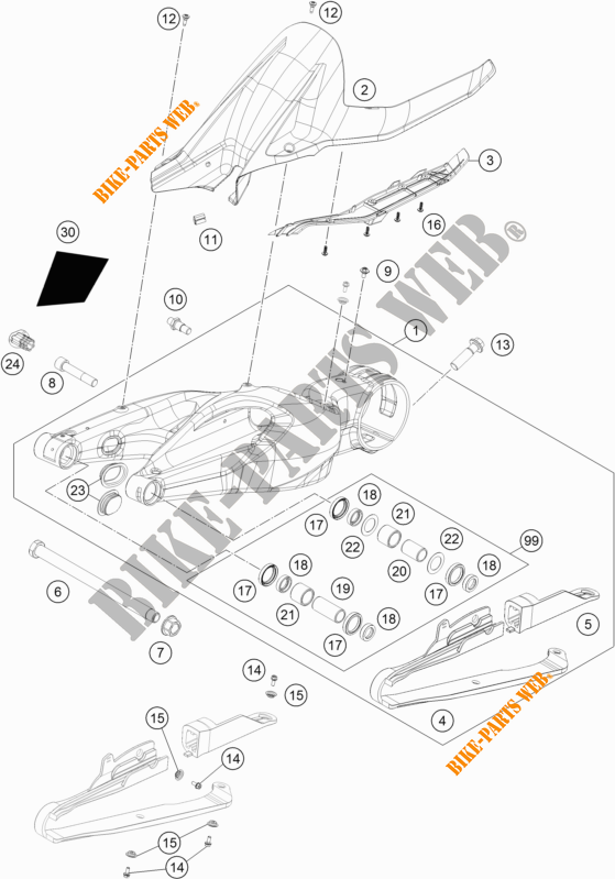 BRAS OSCILLANT  pour KTM 1290 SUPER DUKE GT BLACK de 2020
