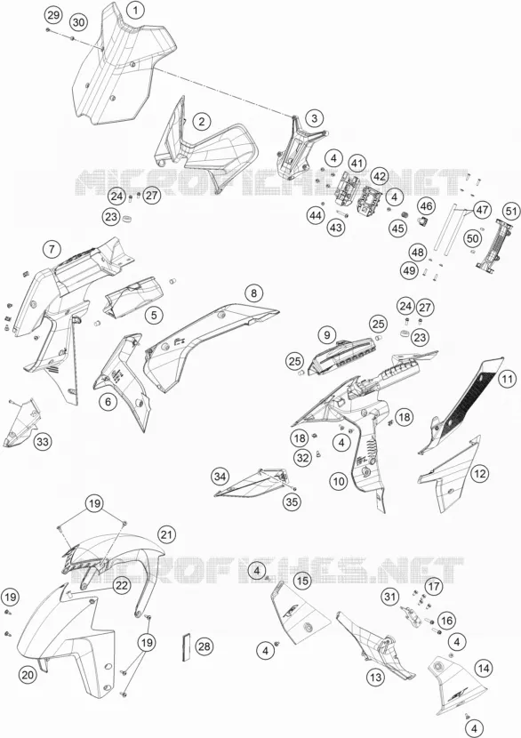 PLASTIQUES KTM MOTO 1290 2019 SUPERDUKE  1290 SUPER DUKE GT WHITE