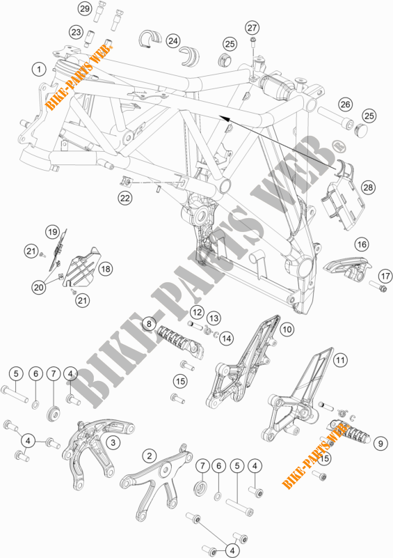 CADRE pour KTM 1290 SUPER DUKE GT WHITE de 2019