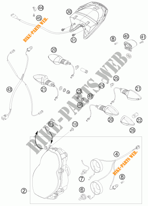 PHARE / FEU ARRIERE pour KTM 990 SUPER DUKE R de 2008