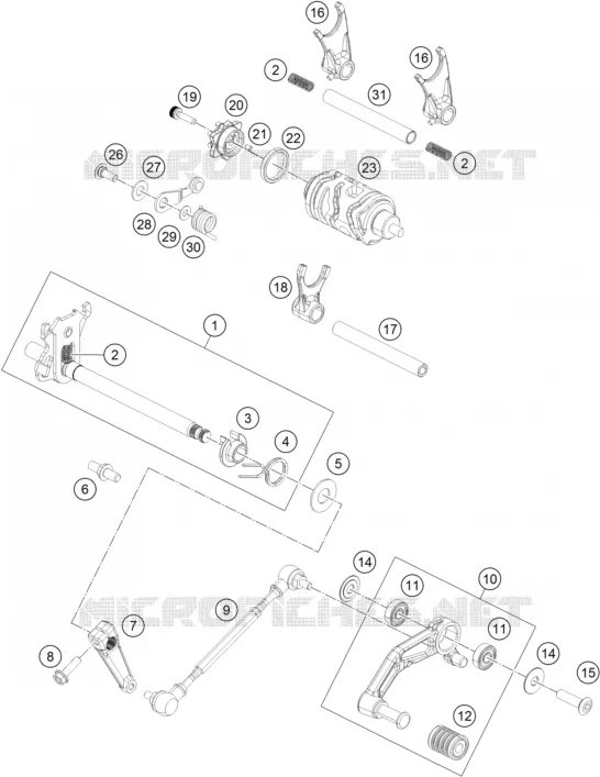 MECANISME DE SELECTION DE VITESSES KTM MOTO 390 2020 RC  RC 390 WHITE