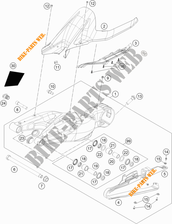 BRAS OSCILLANT  pour KTM 1290 SUPER DUKE R WHITE de 2019
