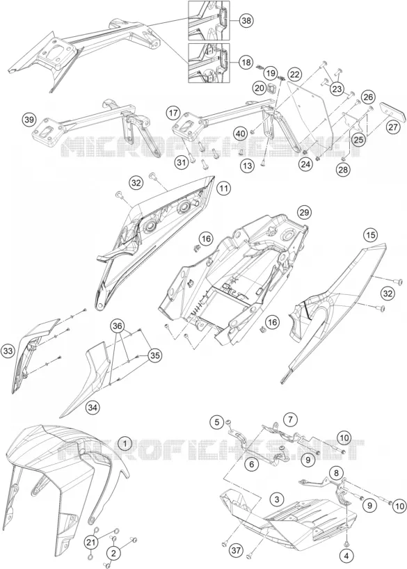PLASTIQUES KTM MOTO 390 2020 DUKE  390 DUKE ORANGE - B.D.