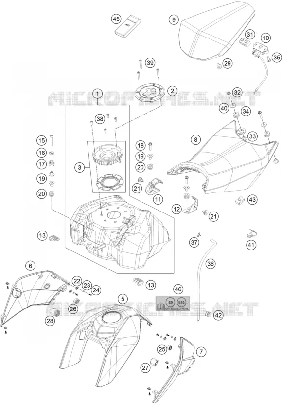 RESERVOIR / SELLE KTM MOTO 200 2019 DUKE  200 DUKE ORANGE NON ABS - CKD