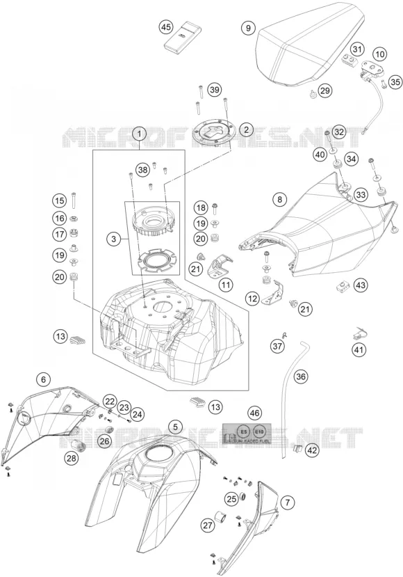 RESERVOIR / SELLE KTM MOTO 200 2019 DUKE  200 DUKE ORANGE NON ABS - CKD