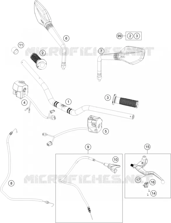 GUIDON / COMMANDES KTM MOTO 125 2020 DUKE  125 DUKE WHITE