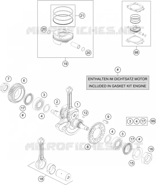 VILEBREQUIN / PISTON KTM MOTO 690 2020 ENDURO  690 ENDURO R