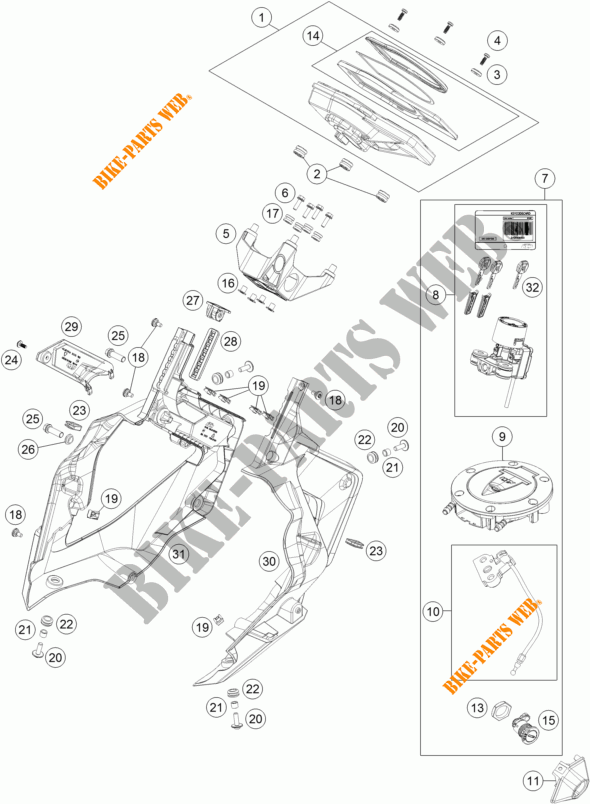 CONTACTEUR A CLE pour KTM 1290 SUPER DUKE GT ORANGE de 2018