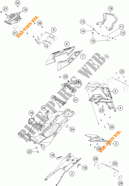 GARDE BOUE ARRIERE / BAVETTE pour KTM 1290 SUPER DUKE GT ORANGE de 2018