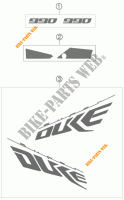 AUTOCOLLANTS pour KTM 990 SUPER DUKE WHITE de 2009