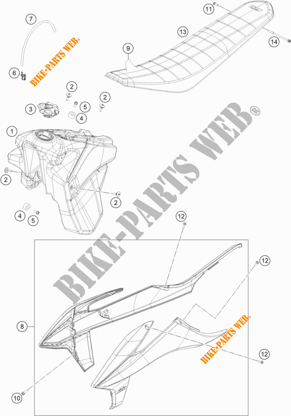 RESERVOIR / SELLE pour KTM 250 XC-F de 2020