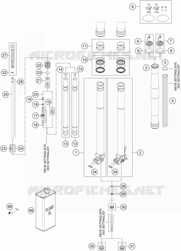 FOURCHE (PIECES) KTM MOTO 500 2019 EXC-F  500 EXC-F