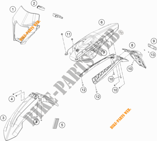 PLASTIQUES pour KTM 250 EXC-F SIX DAYS de 2020