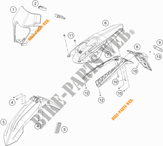 PLASTIQUES pour KTM 250 EXC-F de 2020