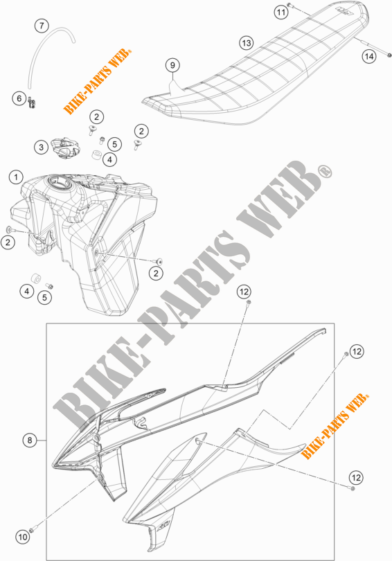 RESERVOIR / SELLE pour KTM 250 EXC-F de 2020