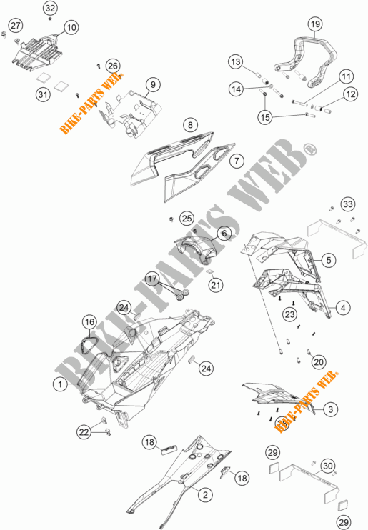 GARDE BOUE ARRIERE / BAVETTE pour KTM 1290 SUPER DUKE GT ORANGE de 2018