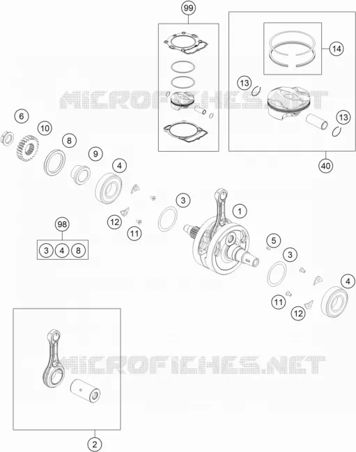 VILEBREQUIN / PISTON KTM MOTO 250 2019 EXC-F  250 EXC-F