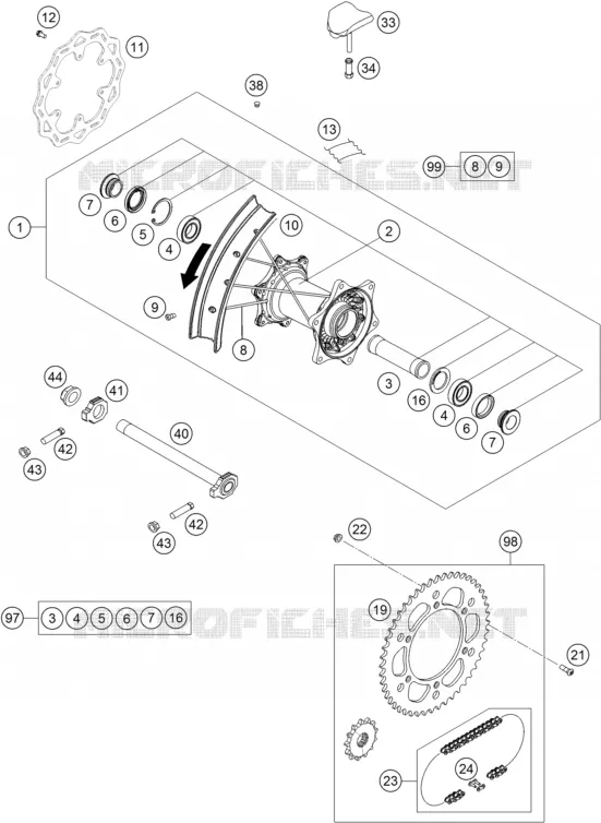 ROUE ARRIERE KTM MOTO 250 2019 SX-F  250 SX-F