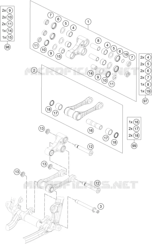 BIELLETTE D'AMORTISSEUR PRO LEVER KTM MOTO 250 2019 SX-F  250 SX-F