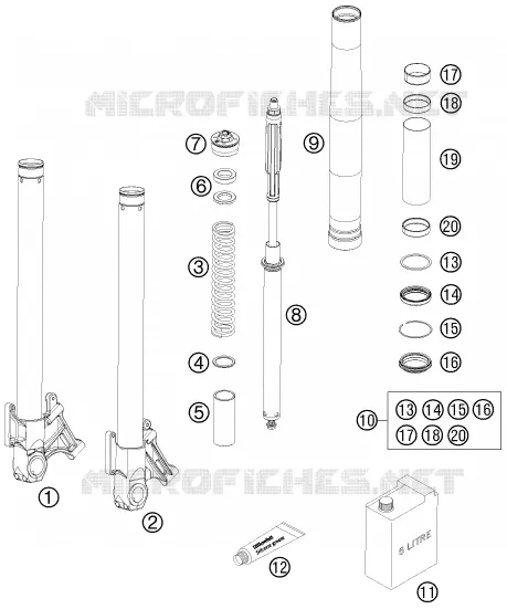 FOURCHE (PIECES) KTM MOTO 990 2008 SUPERDUKE  990 SUPER DUKE BLACK