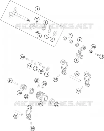 MECANISME DE SELECTION DE VITESSES KTM MOTO 250 2020 SX  250 SX