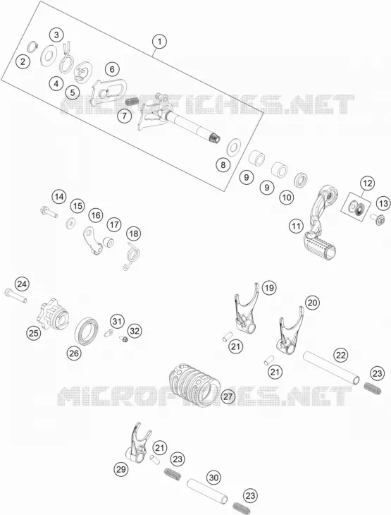 MECANISME DE SELECTION DE VITESSES KTM MOTO 85 2019 SX  85 SX 19/16