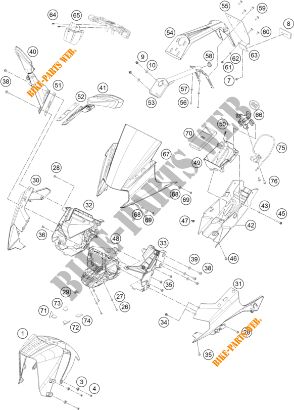 PLASTIQUES pour KTM RC 390 WHITE - B.D. de 2020