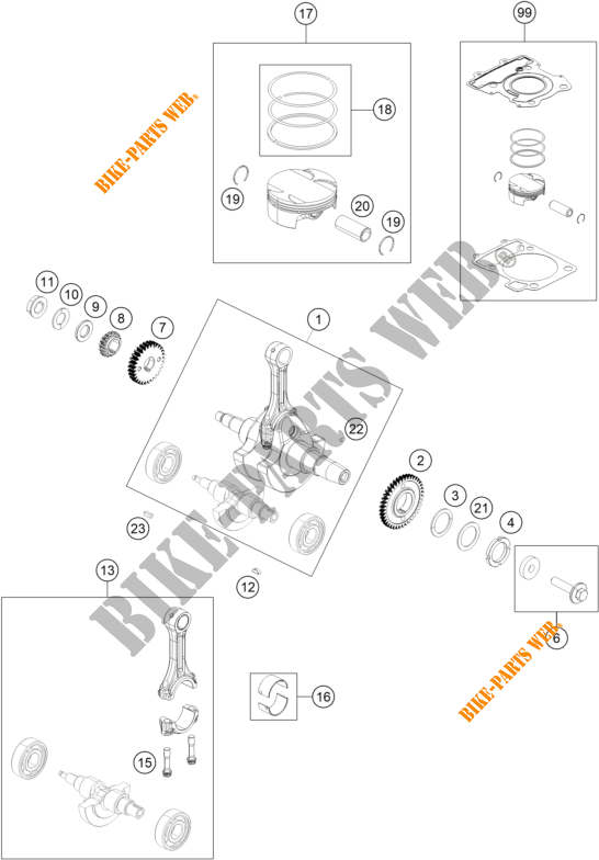 VILEBREQUIN / PISTON pour KTM RC 390 WHITE - B.D. de 2020
