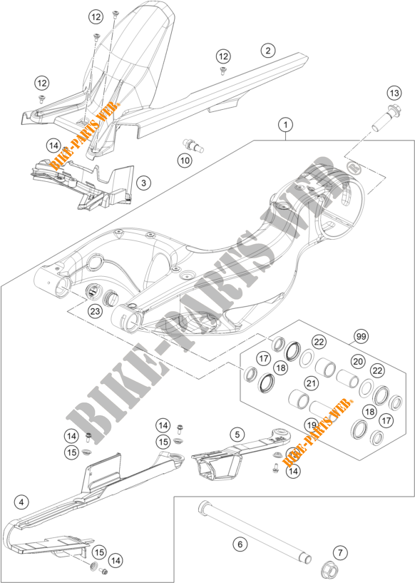 BRAS OSCILLANT  pour KTM 1290 SUPER DUKE R ORANGE de 2021