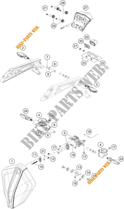 PHARE / FEU ARRIERE pour KTM 1290 SUPER DUKE R BLACK de 2021