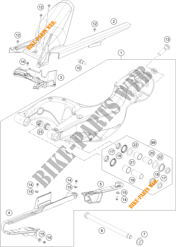 BRAS OSCILLANT  pour KTM 1290 SUPER DUKE R ORANGE de 2021