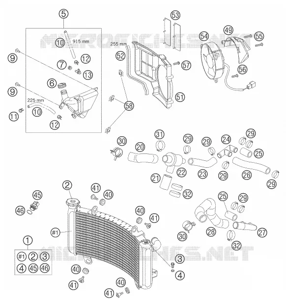 CIRCUIT DE REFROIDISSEMENT KTM MOTO 990 2007 SUPERDUKE  990 SUPER DUKE BLACK