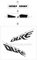 AUTOCOLLANTS pour KTM 990 SUPER DUKE BLACK de 2007
