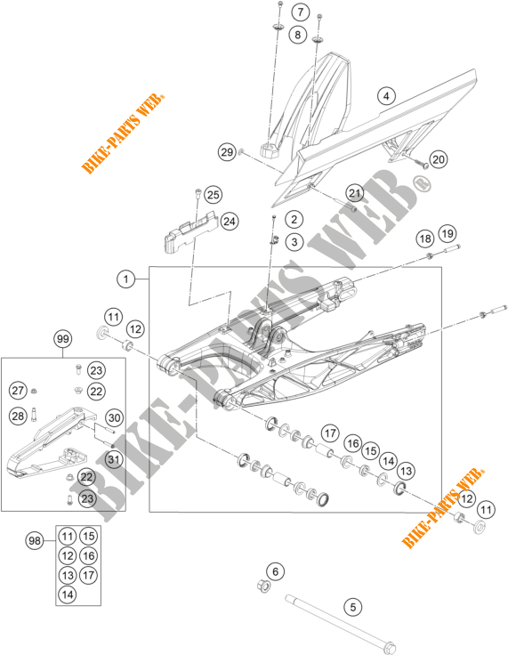 BRAS OSCILLANT  pour KTM 390 DUKE SILVER - B.D. de 2021