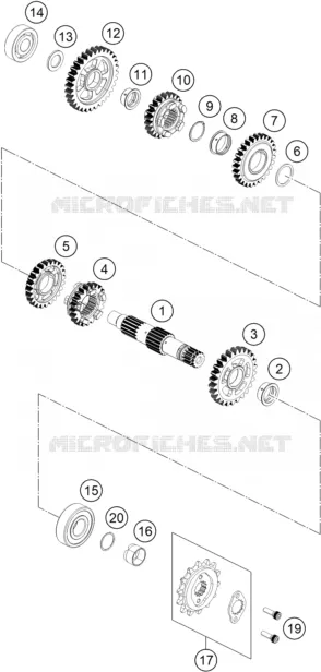 BOITE DE VITESSES - ARBRE SECONDAIRE KTM MOTO 250 2021 DUKE  250 DUKE BLACK - B.D.
