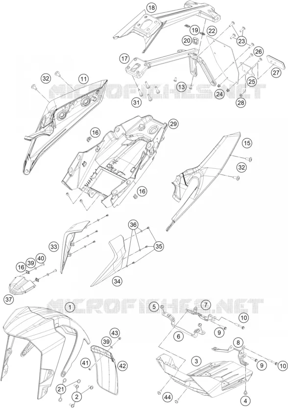 PLASTIQUES KTM MOTO 250 2020 DUKE  250 DUKE WHITE NON ABS - IKD