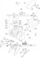 RESERVOIR / SELLE pour KTM 200 DUKE ORANGE NON ABS - CKD de 2020