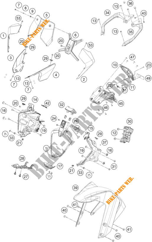 PLASTIQUES pour KTM 250 ADVENTURE ORANGE - B.D. de 2021