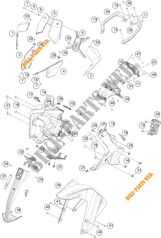 PLASTIQUES pour KTM 390 ADVENTURE WHITE - IKD de 2020