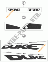 AUTOCOLLANTS pour KTM 990 SUPER DUKE ORANGE de 2006