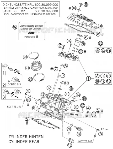 CULASSE ARRIERE KTM MOTO 990 2006 SUPERDUKE  990 SUPER DUKE ORANGE