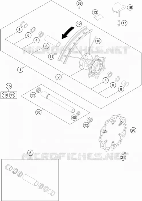 ROUE AVANT KTM MOTO 350 2021 XC-F  350 XC-F
