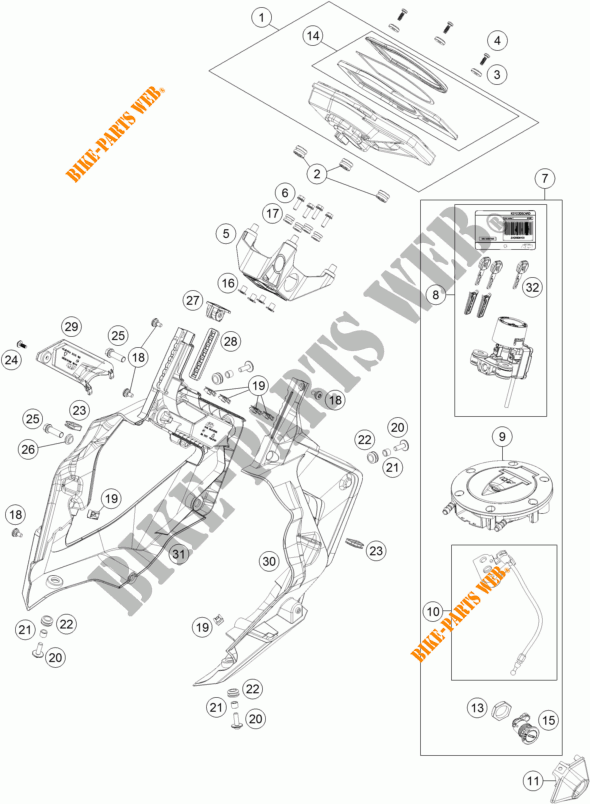 CONTACTEUR A CLE pour KTM 1290 SUPER DUKE GT GREY de 2017