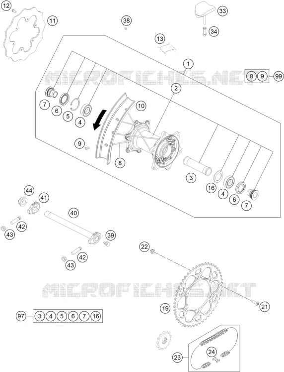 ROUE ARRIERE KTM MOTO 350 2022 EXC-F  350 EXC-F SIX DAYS