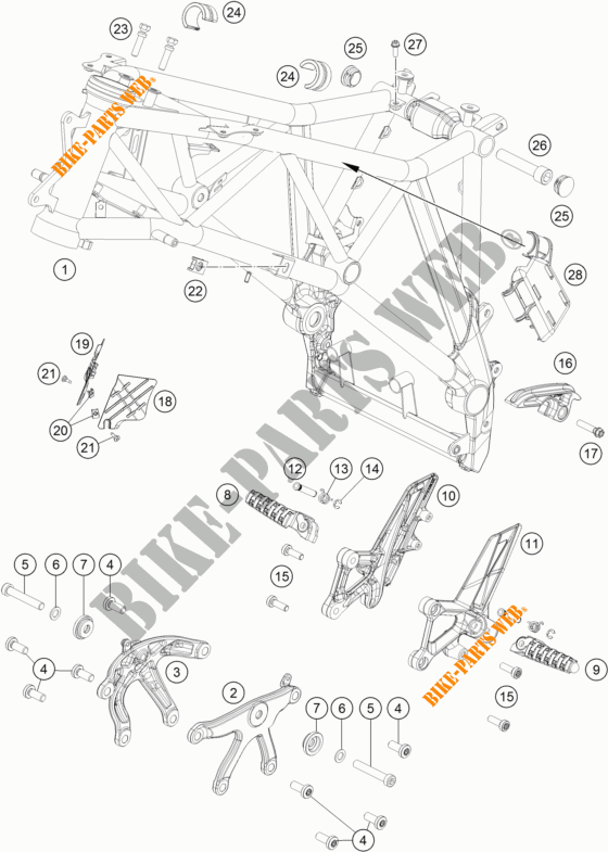 CADRE pour KTM 1290 SUPER DUKE GT ORANGE de 2017