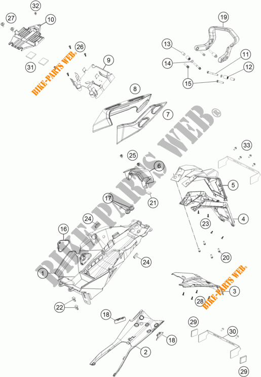 GARDE BOUE ARRIERE / BAVETTE pour KTM 1290 SUPER DUKE GT ORANGE de 2017