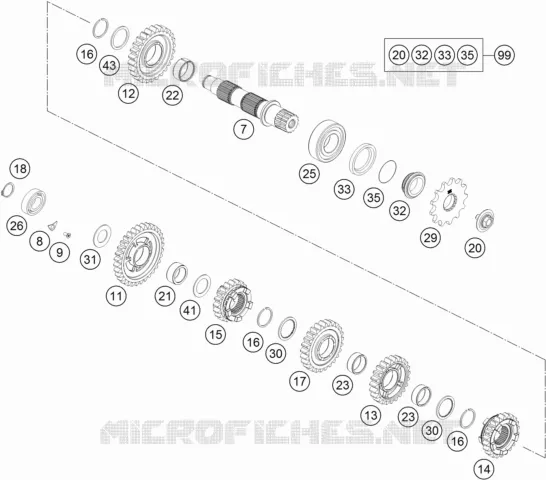 BOITE DE VITESSES - ARBRE SECONDAIRE KTM MOTO 350 2022 EXC-F  350 EXC-F SIX DAYS CKD