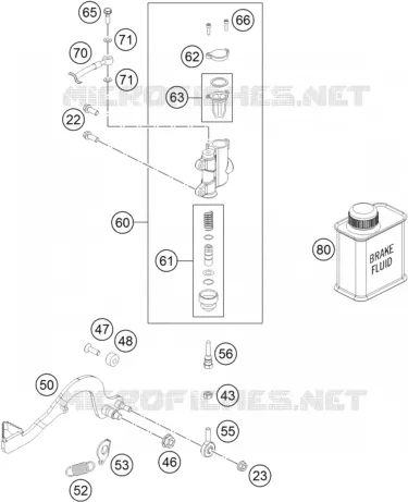 MAITRE CYLINDRE DE FREIN ARRIERE KTM Moto 50 2023 SX  50 SX MINI