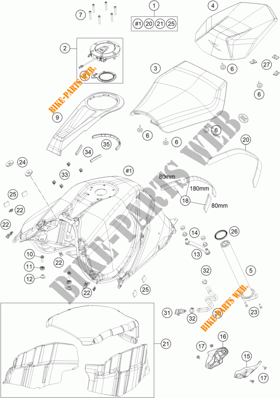 RESERVOIR / SELLE pour KTM 1290 SUPER DUKE R orange de 2022